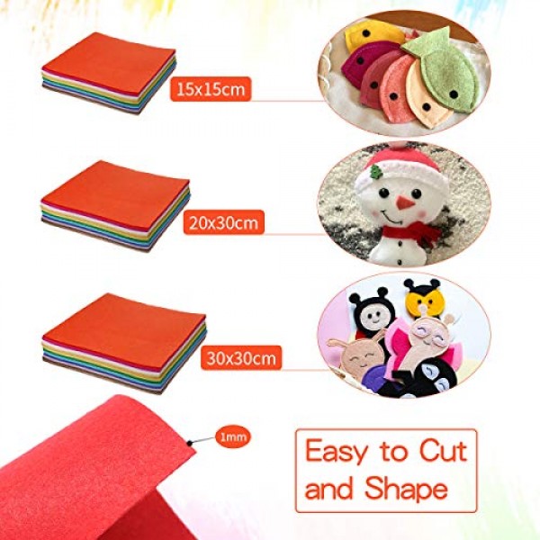 Felt Fabric Sheet 40Pcs Craft Felt Assorted Colors with 21Pcs Colo...