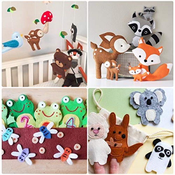 Felt Fabric Sheet 40Pcs Craft Felt Assorted Colors with 21Pcs Colo...