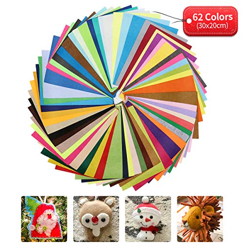 king do way Felt Fabric Sheet 62Pcs Assorted Color Felt Fabric, Se...