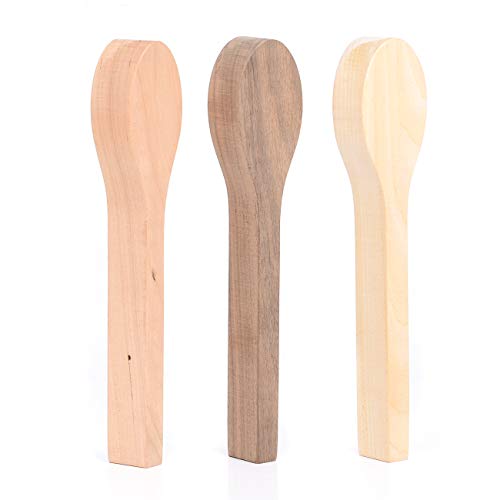 3Pcs Wood Carving Spoon Blank Unfinished Wooden Craft Whittling Ki...