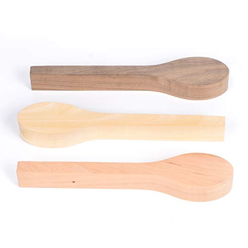 3Pcs Wood Carving Spoon Blank Unfinished Wooden Craft Whittling Ki...