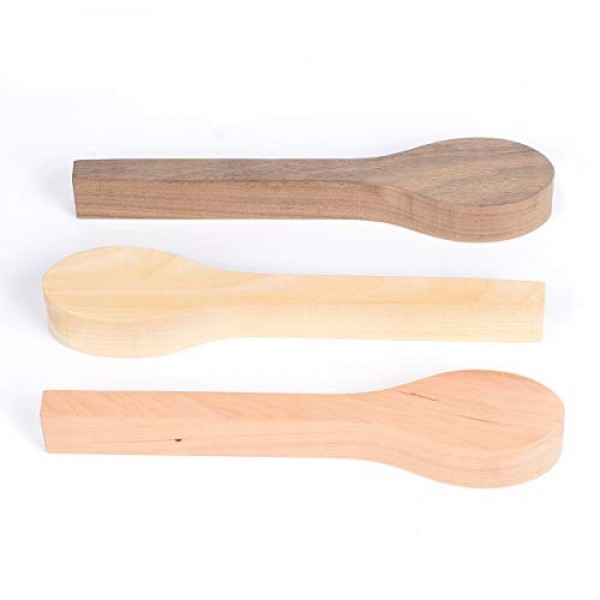3Pcs Wood Carving Spoon Blank Unfinished Wooden Craft Whittling Kit for Whittler Starter Kids,Basswood Cherry Walnut