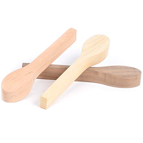 3Pcs Wood Carving Spoon Blank Unfinished Wooden Craft Whittling Ki...