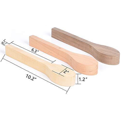 3Pcs Wood Carving Spoon Blank Unfinished Wooden Craft Whittling Ki...