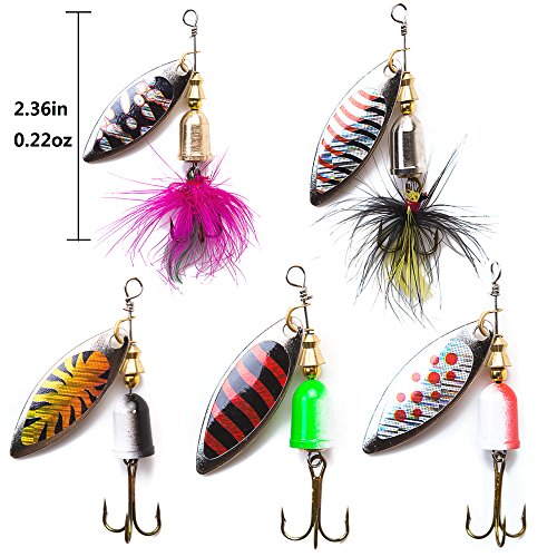 kingforest 10pcs Fishing Lures Spinnerbait for Bass Trout Salmon W...