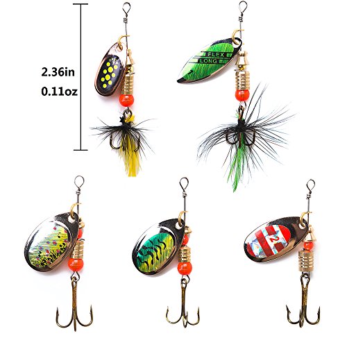 kingforest 10pcs Fishing Lures Spinnerbait for Bass Trout Salmon W...
