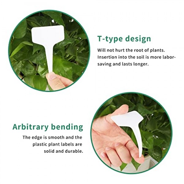 KINGLAKE 100 Pcs 6 x10cm Plastic Plant T-Type Tags Nursery Garden ...