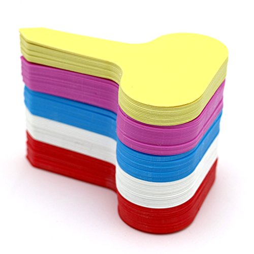 KINGLAKE 500 Pcs 5 Colors Waterproof Plastic Plant Labels T-Type P...