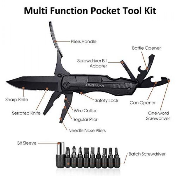 KINGMAX Pocket Knife,Multitool Tactical Knife with Blade,Saw, Plie...