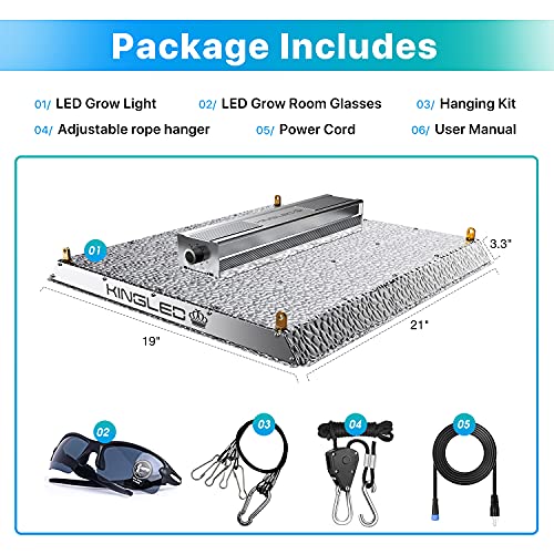 KingLED UL2000 LED Grow Light 4x4ft Coverage Upgraded Full Spectru...