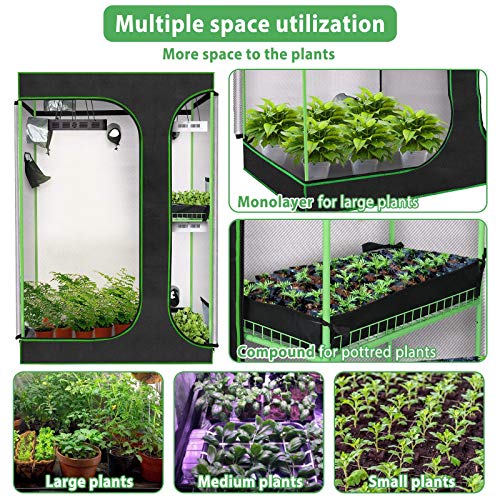 KINGSO 2-in-1 Grow Tent 72” Plant Growing Tents Reflective Mylar I...