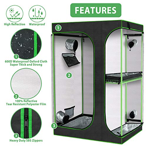 KINGSO 2-in-1 Grow Tent 72” Plant Growing Tents Reflective Mylar I...