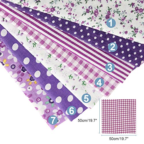 KINGSO 7PCS Cotton Fabric Different Pattern Patchwork Fabric Craft...