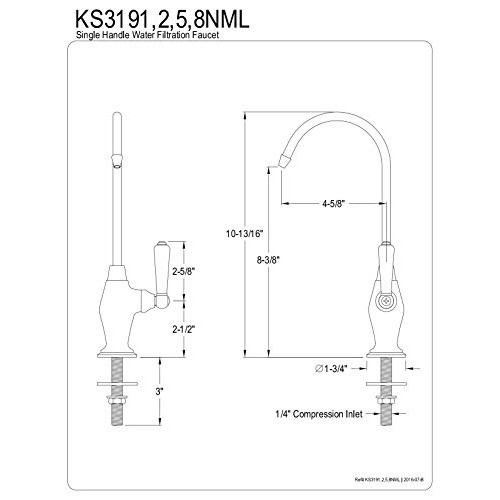 Kingston Brass KS3195NML Magellan Design 1/4 Turn Water Filter Fau...