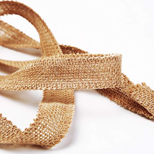 1 Inch Wide 54 Yards Burlap Ribbon, Natural Jute Fabric Ribbon Cra...