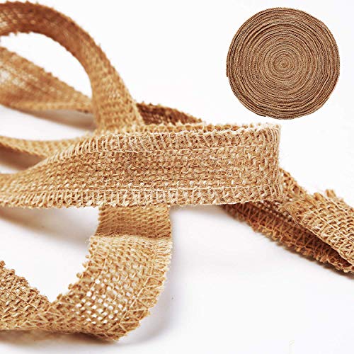 1 Inch Wide 54 Yards Burlap Ribbon, Natural Jute Fabric Ribbon Cra...