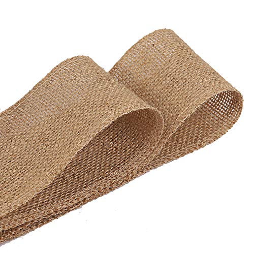 4 Inch Wide 54 Yards Burlap Ribbon, Natural Jute Fabric Ribbon Cra...