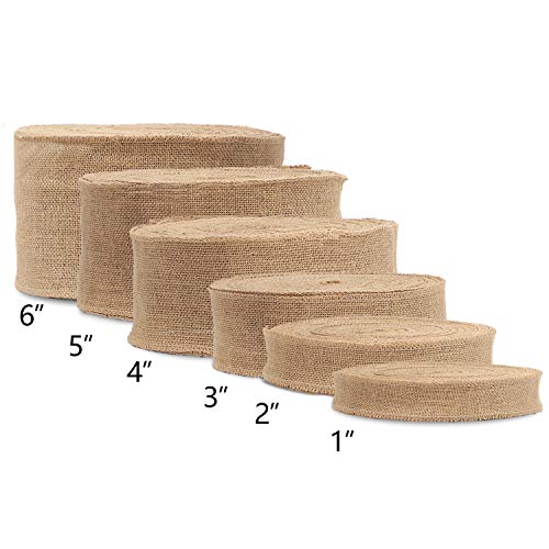 4 Inch Wide 54 Yards Burlap Ribbon, Natural Jute Fabric Ribbon Cra...