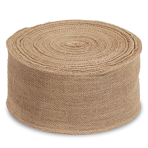 4 Inch Wide 54 Yards Burlap Ribbon, Natural Jute Fabric Ribbon Cra...