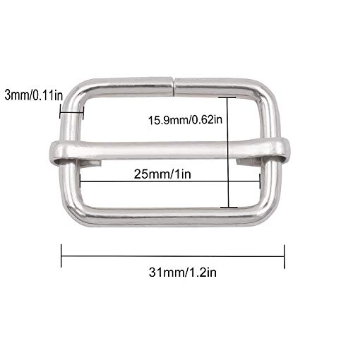 KINJOEK 100 Pieces 1 Inch 25mm Tri-Glide Slide Buckles, Adjustable...