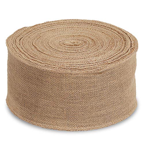 KINJOEK 6 Inch Wide 27 Yards Burlap Ribbon, Natural Jute Fabric Ri...
