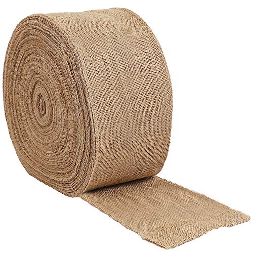 KINJOEK 6 Inch Wide 27 Yards Burlap Ribbon, Natural Jute Fabric Ri...