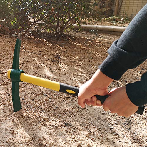 KINJOEK Pick Mattock Hoe, Forged Weeding Garden Pick Axe with 17.7...