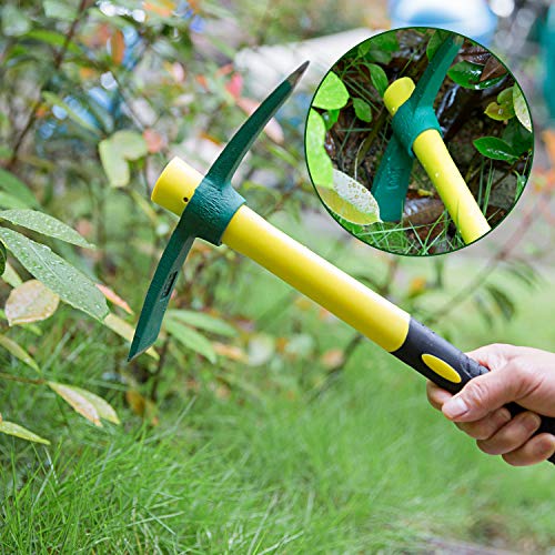 Pick Mattock Hoe, KINJOEK Forged Weeding Garden Pick Axe with 15 I...