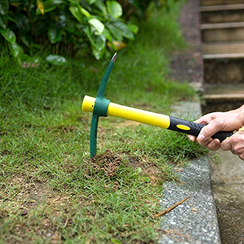 Pick Mattock Hoe, KINJOEK Forged Weeding Garden Pick Axe with 15 I...