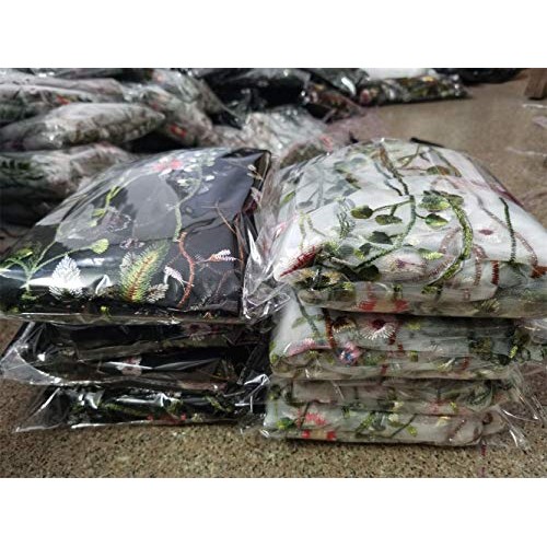 51 Width Exquisite Floral Flower Embroidery Mesh Lace Fabric Sewi...