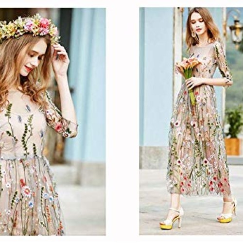 51 Width Exquisite Floral Flower Embroidery Mesh Lace Fabric Sewi...