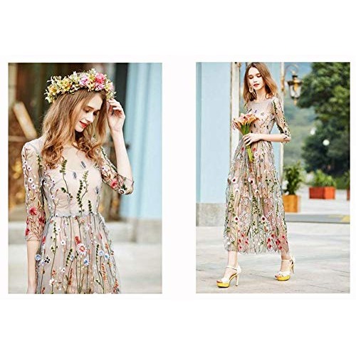 51 Width Exquisite Floral Flower Embroidery Mesh Lace Fabric Sewi...