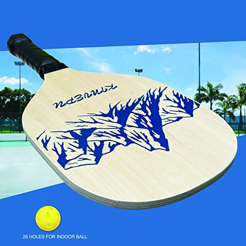 Pickleball Paddles,Wood Pickle Ball Paddles Set of 4 Paddles, 7-pl...