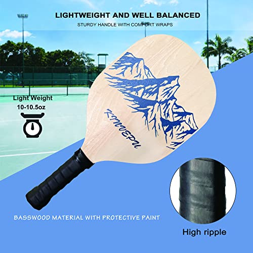 Pickleball Paddles,Wood Pickle Ball Paddles Set of 4 Paddles, 7-pl...