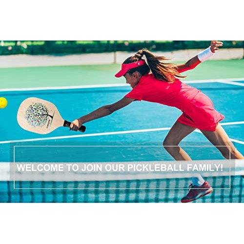 Pickleball Paddles,Wood Pickle Ball Paddles Set of 4 Paddles, 7-pl...