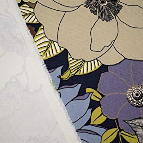 by The Yard- 100% Cotton Canvas Duck Blue Floral Tropical Upholste...