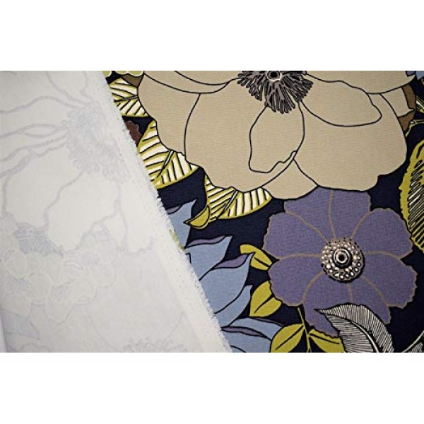 by The Yard- 100% Cotton Canvas Duck Blue Floral Tropical Upholste...