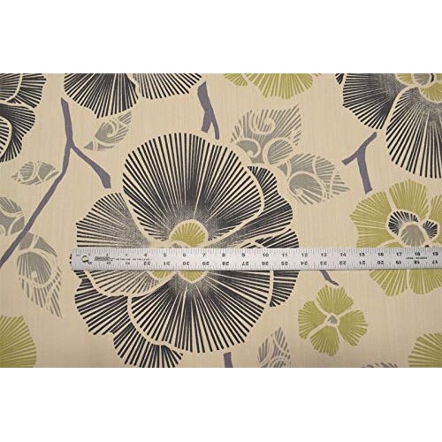 by The Yard- Green Tropical Floral Upholstery Drapery Print Fabric...