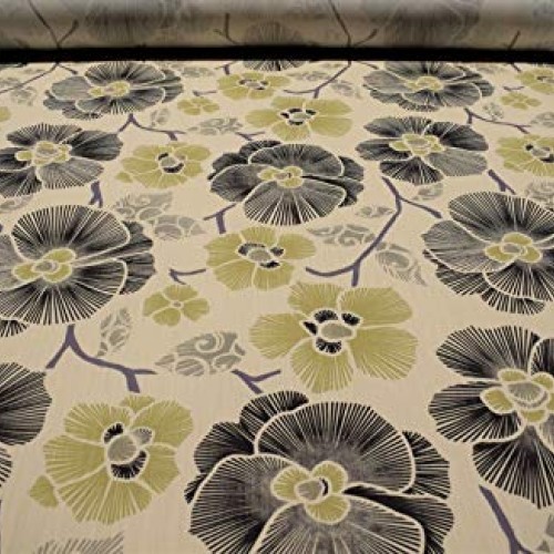 by The Yard- Green Tropical Floral Upholstery Drapery Print Fabric...