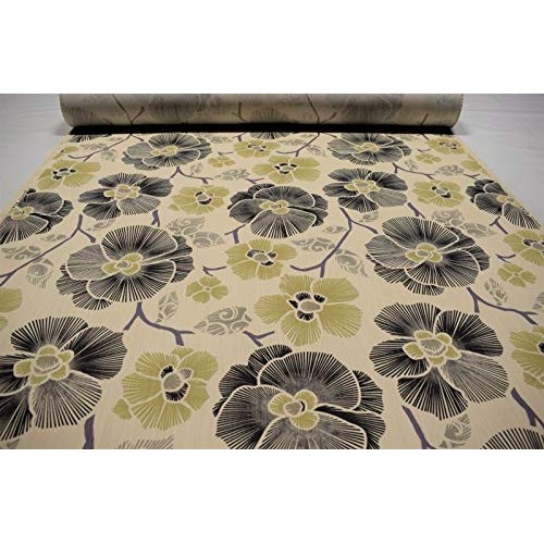 by The Yard- Green Tropical Floral Upholstery Drapery Print Fabric...