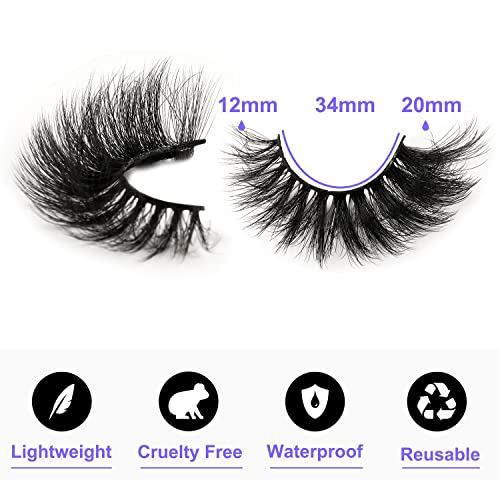 Mink Lashes 20mm Fluffy False Eyelashes Thick Volume Dramatic Cat ...