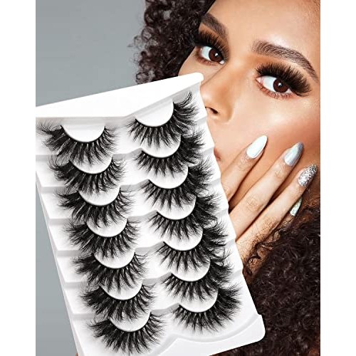 Mink Lashes 20mm Fluffy False Eyelashes Thick Volume Dramatic Cat ...