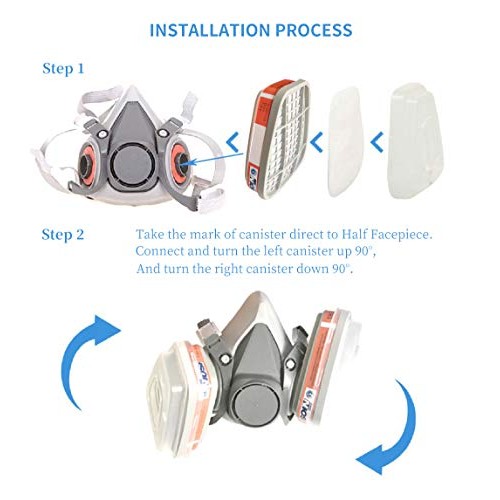 KISCHERS Reusable Half Facepiece and Anti-Fog Safety Goggle Set Ag...