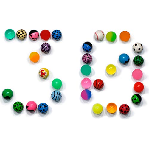 KISEER 50 Pieces Assorted Colorful Mixed Pattern Cute Bouncy Balls...