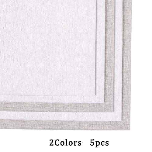 Linen Needlework Fabric, Kissbuty 5 PCS Linen Fabric Cloth for Gar...