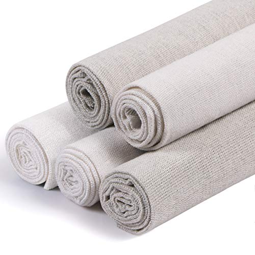 Linen Needlework Fabric, Kissbuty 5 PCS Linen Fabric Cloth for Gar...