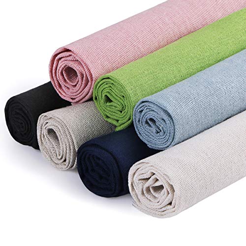 Linen Needlework Fabric, Kissbuty 7 Colors Linen Fabric Cloth for ...