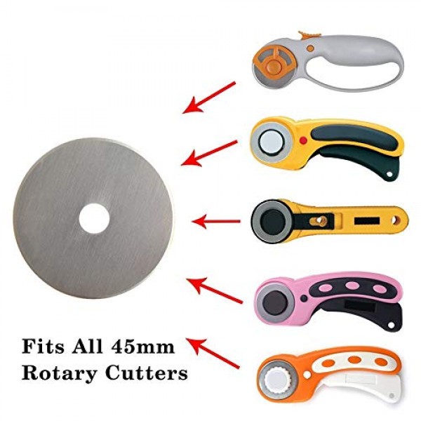 Rotary Cutter Blades 45mm 10 Pack by KISSWILL, Fits Fiskars, Olfa,...