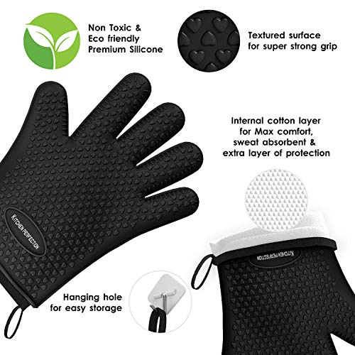 KP Silicone Smoker Oven Gloves -Extreme Heat Resistant BBQ Gloves ...