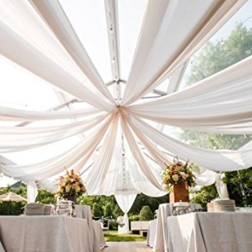 Ceiling Draping White Sheer Ceiling Curtain Voile Chiffon Ceiling ...